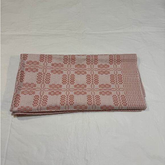 Woven Square Tablecloth Pink White 37" Squares Stars Stripes Minimalist Cotton - Picture 6 of 7